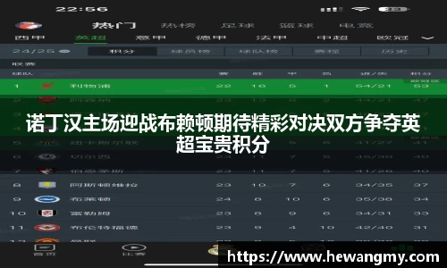 诺丁汉主场迎战布赖顿期待精彩对决双方争夺英超宝贵积分